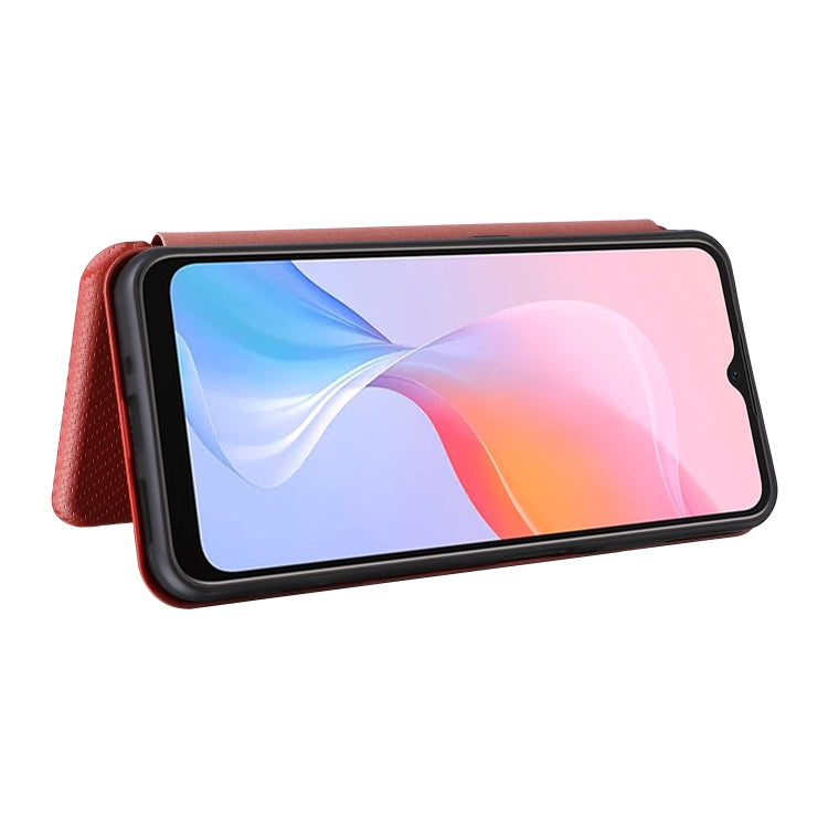 For Blackview A85 Carbon Fiber Texture Flip Leather Phone Case(Brown) - More Brand by PMC TechLife | Online Shopping South Africa | PMC TechLife | Buy Now Pay Later Mobicred