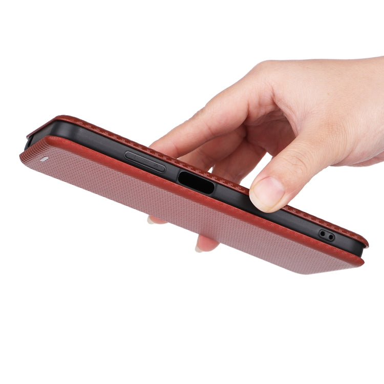 For Blackview A85 Carbon Fiber Texture Flip Leather Phone Case(Brown) - More Brand by PMC TechLife | Online Shopping South Africa | PMC TechLife | Buy Now Pay Later Mobicred