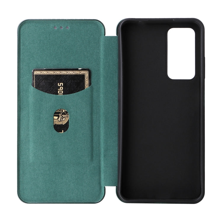 For Blackview A85 Carbon Fiber Texture Flip Leather Phone Case(Green) - More Brand by PMC TechLife | Online Shopping South Africa | PMC TechLife | Buy Now Pay Later Mobicred