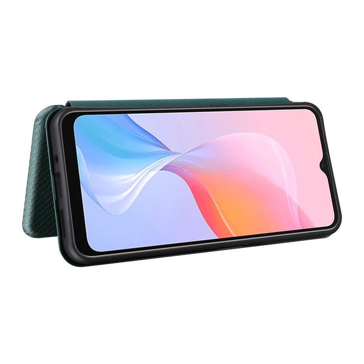 For Blackview A85 Carbon Fiber Texture Flip Leather Phone Case(Green) - More Brand by PMC TechLife | Online Shopping South Africa | PMC TechLife | Buy Now Pay Later Mobicred