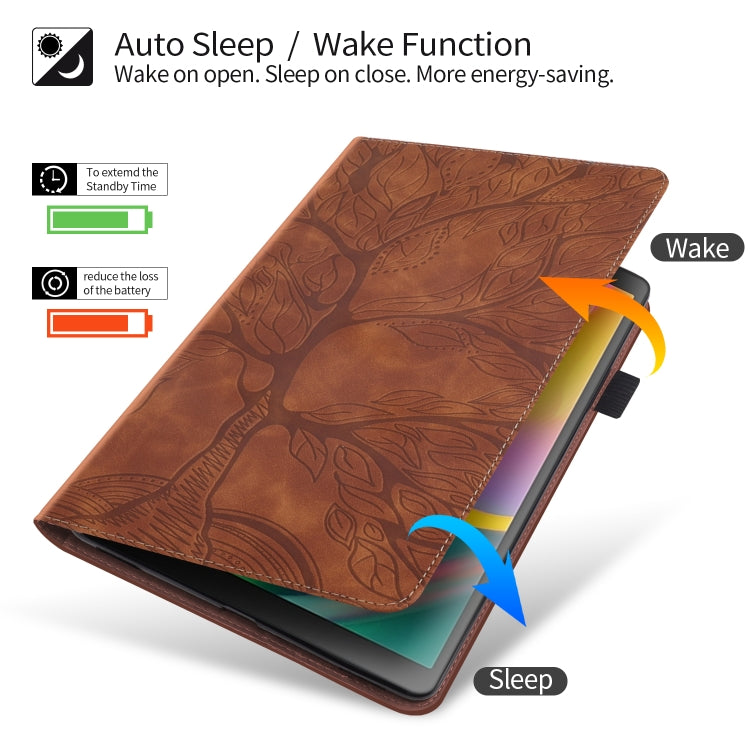 For Huawei Matepad SE 10.4 2022 Life Tree Embossed Flip Leather Tablet Case(Brown) - Huawei by PMC TechLife | Online Shopping South Africa | PMC TechLife | Buy Now Pay Later Mobicred