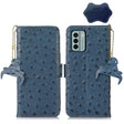 For Nokia G22 4G Ostrich Pattern Genuine Leather RFID Phone Case(Blue) - Nokia Cases by PMC TechLife | Online Shopping South Africa | PMC TechLife | Buy Now Pay Later Mobicred