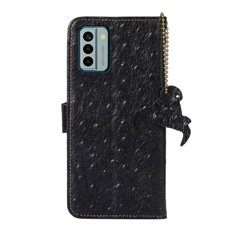 For Nokia G22 4G Ostrich Pattern Genuine Leather RFID Phone Case(Black) - Nokia Cases by PMC TechLife | Online Shopping South Africa | PMC TechLife | Buy Now Pay Later Mobicred