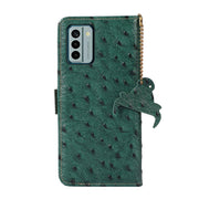 For Nokia G22 4G Ostrich Pattern Genuine Leather RFID Phone Case(Green)