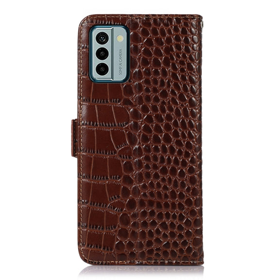 For Nokia G22 4G Crocodile Top Layer Cowhide Leather Phone Case(Brown)