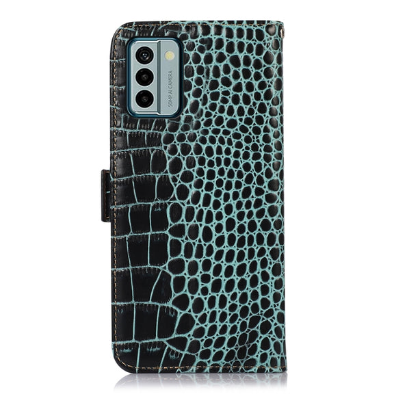 For Nokia G22 4G Crocodile Top Layer Cowhide Leather Phone Case(Green)
