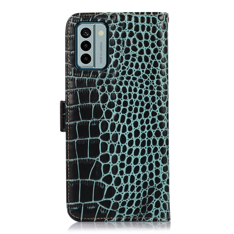 For Nokia G22 4G Crocodile Top Layer Cowhide Leather Phone Case(Green)