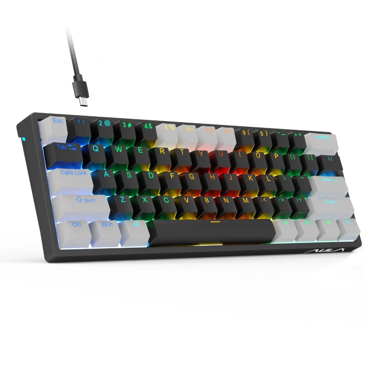 AULA F3261 Type-C Wired Hot Swappable 61 Keys RGB Mechanical Keyboard(Grey Black Green Shaft) - free shipping - PMC Jewellery - Order now!