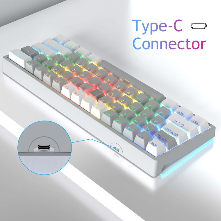 AULA F3261 Type-C Wired Hot Swappable 61 Keys RGB Mechanical Keyboard(Grey Black Green Shaft) - free shipping - PMC Jewellery - Order now!