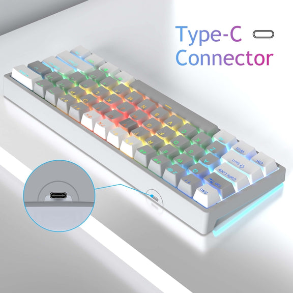 AULA F3261 Type-C Wired Hot Swappable 61 Keys RGB Mechanical Keyboard(Black Grey Tea Shaft)