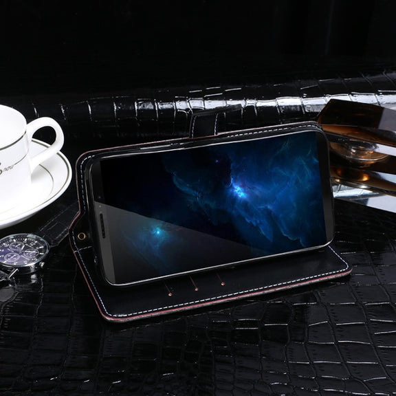 For Cubot J5 idewei Crocodile Texture Horizontal Flip Leather Case with Holder & Card Slots & Wallet(Dark Blue)