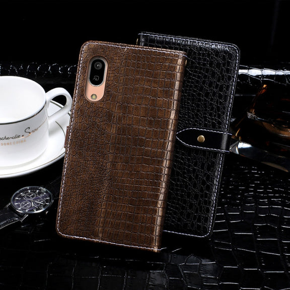 For Sharp Aquos Sense3 Lite idewei Crocodile Texture Horizontal Flip Leather Case with Holder & Card Slots & Wallet(Dark Blue)