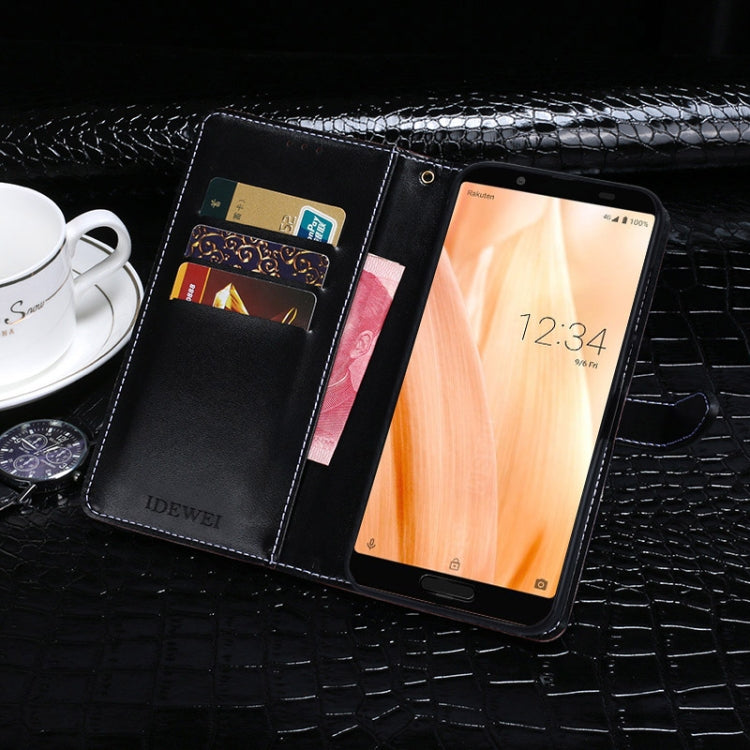 For Sharp Aquos Sense3 Lite idewei Crocodile Texture Horizontal Flip Leather Case with Holder & Card Slots & Wallet(Dark Blue)