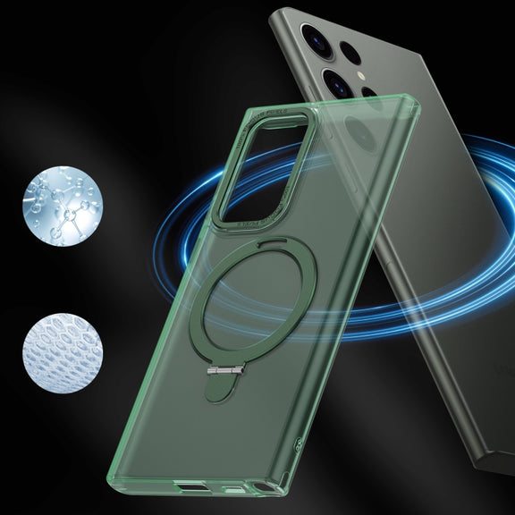 For Samsung Galaxy S23 Ultra 5G LK 3 in 1 MagSafe Magnetic Holder Phone Case(Green)