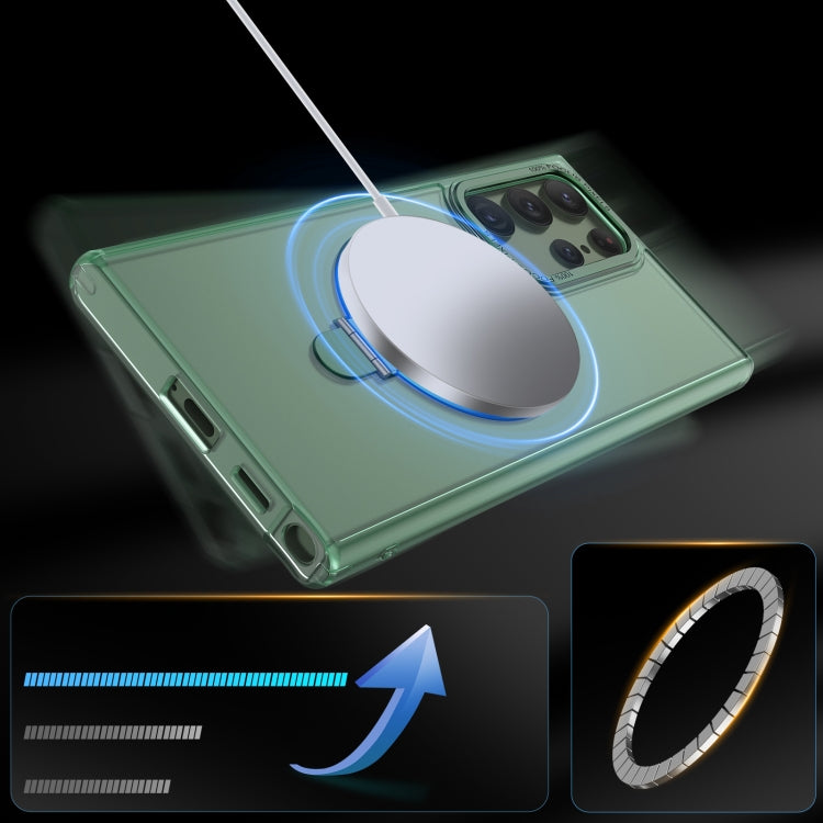 For Samsung Galaxy S22 Ultra 5G LK 3 in 1 MagSafe Magnetic Holder Phone Case(Green)