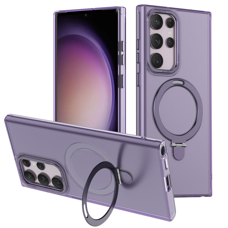 For Samsung Galaxy S22 Ultra 5G LK 3 in 1 MagSafe Magnetic Holder Phone Case(Purple) - Galaxy S22 Ultra 5G Cases by PMC TechLife | Online Shopping South Africa | PMC TechLife