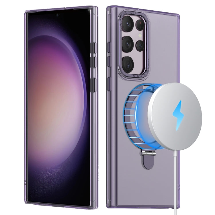 For Samsung Galaxy S22 Ultra 5G LK 3 in 1 MagSafe Magnetic Holder Phone Case(Purple) - Galaxy S22 Ultra 5G Cases by PMC TechLife | Online Shopping South Africa | PMC TechLife