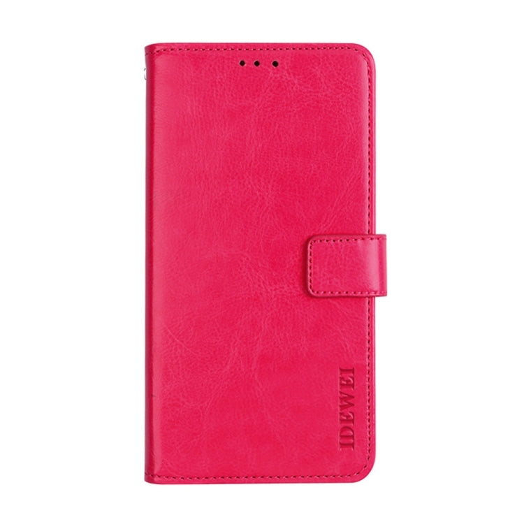 For T-Mobile REVVL 6 5G idewei Crazy Horse Texture Leather Phone Case with Holder(Rose Red)