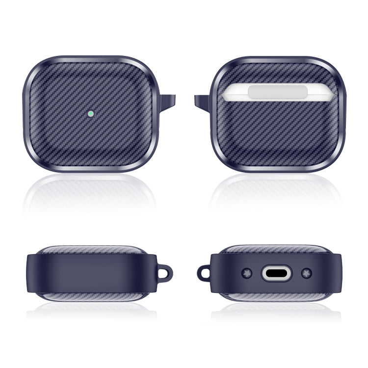 For AirPods 3 Photo Frame Carbon Fiber Series Earphone Case(Dark Blue)