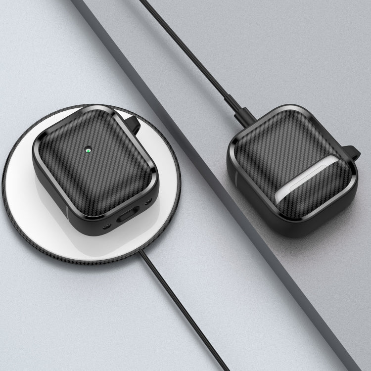 For AirPods 1 / 2 Photo Frame Carbon Fiber Series Earphone Case(Black) - For AirPods 1/2 by PMC Jewellery | Online Shopping South Africa | PMC Jewellery | Buy Now Pay Later Mobicred