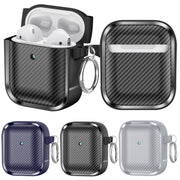 For AirPods 1 / 2 Photo Frame Carbon Fiber Series Earphone Case(Dark Blue)