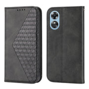 For OPPO Reno8 T 4G Global Cubic Grid Calf Texture Magnetic Leather Phone Case(Black)