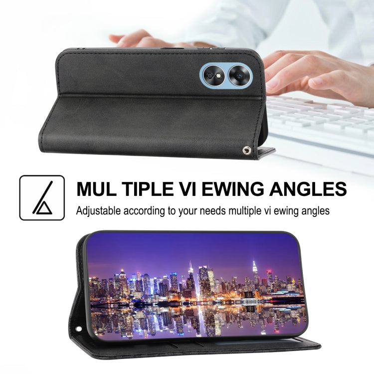 For OPPO Reno8 T 4G Global Cubic Grid Calf Texture Magnetic Leather Phone Case(Black) - OPPO Cases by PMC TechLife | Online Shopping South Africa | PMC TechLife | Buy Now Pay Later Mobicred