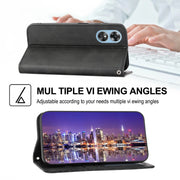 For OPPO Reno8 T 4G Global Cubic Grid Calf Texture Magnetic Leather Phone Case(Black)