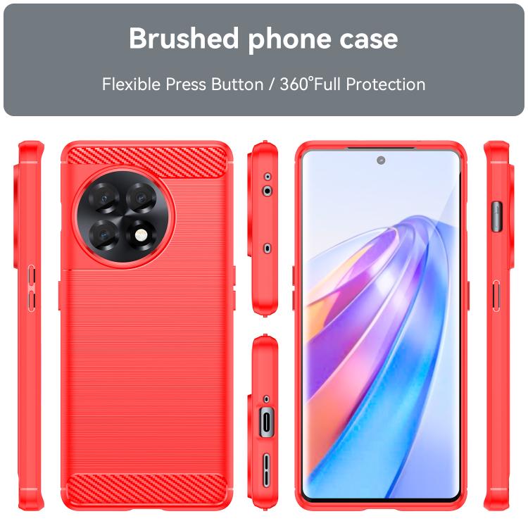 For OnePlus 11R Brushed Texture Carbon Fiber TPU Phone Case(Red) - free shipping - PMC Jewellery - Order now!