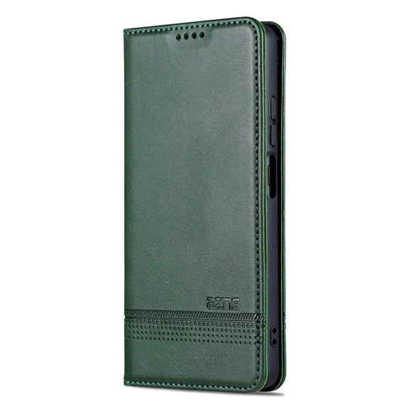 For Honor X50i/90 Lite AZNS Magnetic Calf Texture Flip Leather Phone Case(Dark Green)
