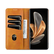For Honor Magic6 Pro AZNS Magnetic Calf Texture Flip Leather Phone Case(Light Brown)