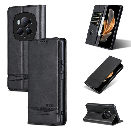 For Honor Magic6 Pro AZNS Magnetic Calf Texture Flip Leather Phone Case(Black) - free shipping - PMC Jewellery - Order now!