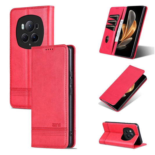 For Honor Magic6 Pro AZNS Magnetic Calf Texture Flip Leather Phone Case(Red) - free shipping - PMC Jewellery - Order now!