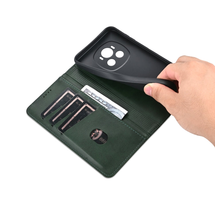 For Honor Magic6 AZNS Magnetic Calf Texture Flip Leather Phone Case(Dark Green) - Honor Cases by AZNS | Online Shopping South Africa | PMC Jewellery | Buy Now Pay Later Mobicred