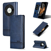 For Honor Magic6 Lite 5G/X9b AZNS Magnetic Calf Texture Flip Leather Phone Case(Dark Blue)