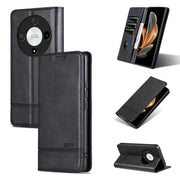 For Honor Magic6 Lite 5G/X9b AZNS Magnetic Calf Texture Flip Leather Phone Case(Black)