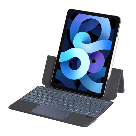 J3125-6D Backlight Bluetooth Keyboard Leather Case with Touch Pad for iPad Air 5 10.9 2022 / Air 4 10.9 2020 / iPad Pro 11 2022/2021/2020/2018(Black)