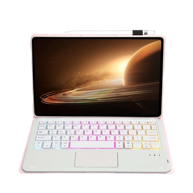 For OPPO Pad 2 11.61 inch 2023 OP13-AS Lambskin Texture Ultra-thin Detachable Backlight Bluetooth Keyboard Leather Case with Touchpad(Pink) - OPPO Keyboard by PMC TechLife | Online Shopping South Africa | PMC TechLife | Buy Now Pay Later Mobicred