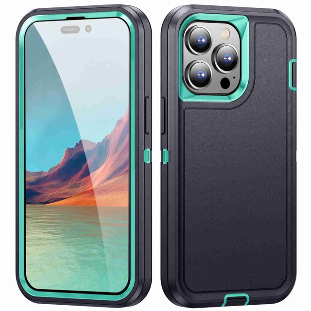 For iPhone 14 Pro Max Life Water-resistant Rugged Phone Case(Dark Blue + Light Blue)
