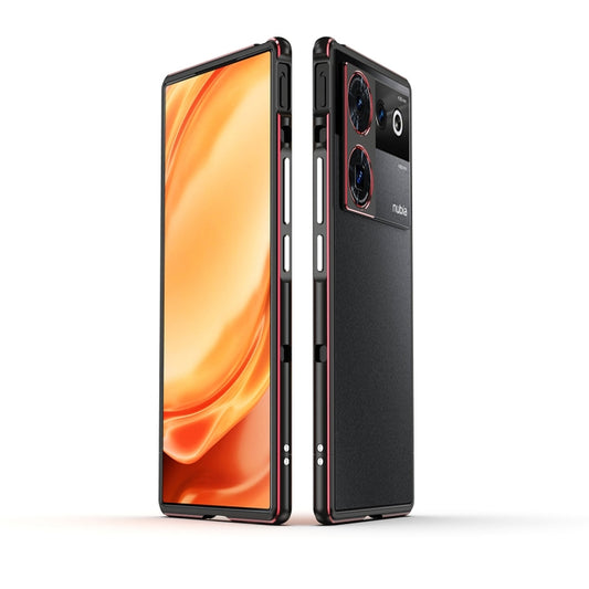 For ZTE nubia Z50 Ultra LK Aurora Metal Frame Phone Case with Lens Cover(Black Red) - ZTE Cases by PMC Jewellery | Online Shopping South Africa | PMC Jewellery | Buy Now Pay Later Mobicred