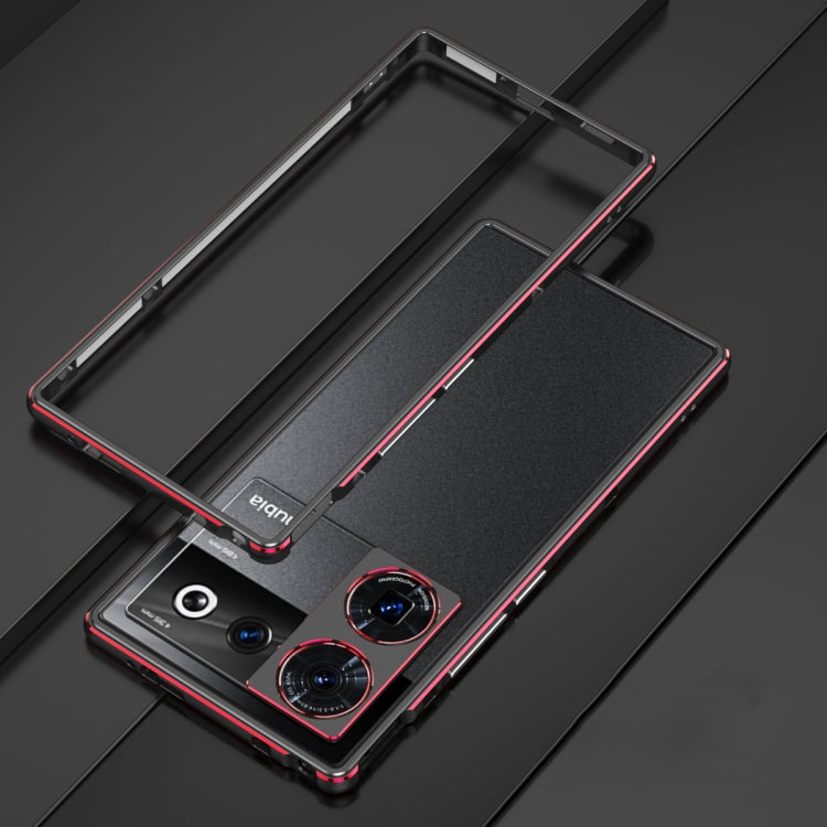 For ZTE nubia Z50 Ultra LK Aurora Metal Frame Phone Case with Lens Cover(Black Red)