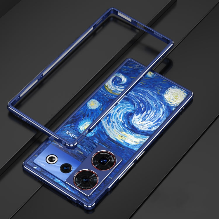 For ZTE nubia Z50 Ultra LK Aurora Metal Frame Phone Case with Lens Cover(Blue Silver)