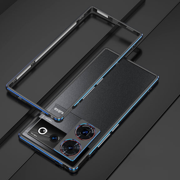 For ZTE nubia Z50 Ultra LK Aurora Metal Frame Phone Case with Lens Cover(Black Blue)