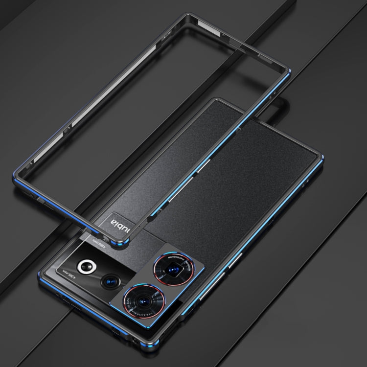 For ZTE nubia Z50 Ultra LK Aurora Metal Frame Phone Case with Lens Cover(Black Blue)