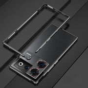 For ZTE nubia Z50 Ultra LK Aurora Metal Frame Phone Case with Lens Cover(Black Silver)