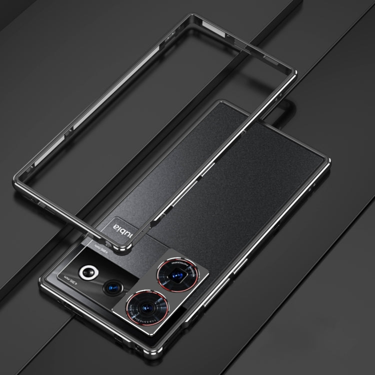 For ZTE nubia Z50 Ultra LK Aurora Metal Frame Phone Case with Lens Cover(Black Silver)