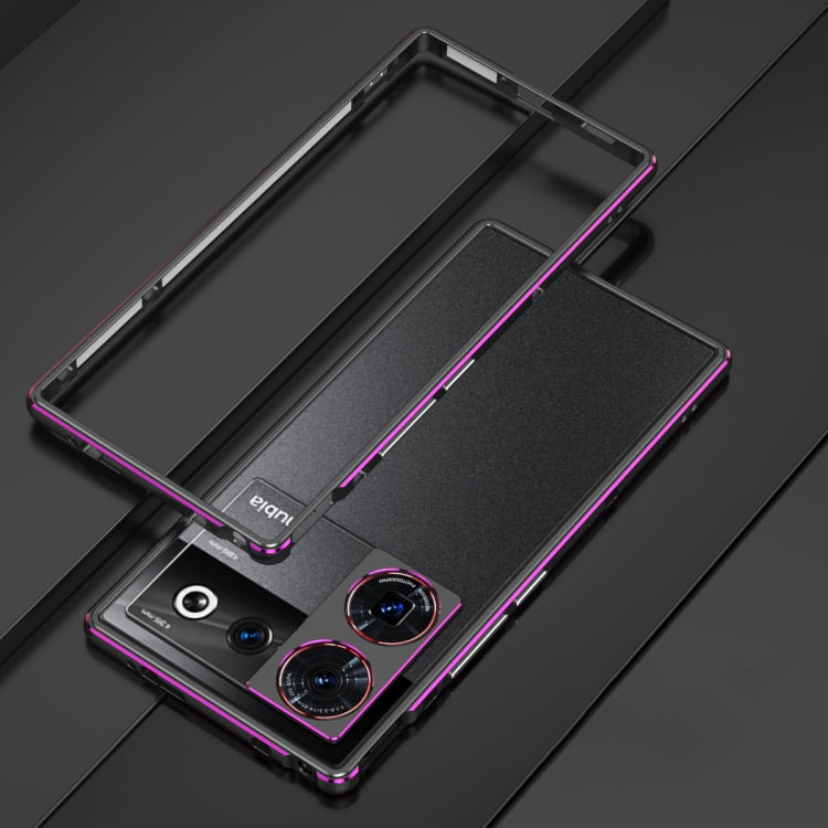 For ZTE nubia Z50 Ultra LK Aurora Metal Frame Phone Case with Lens Cover(Black Purple)