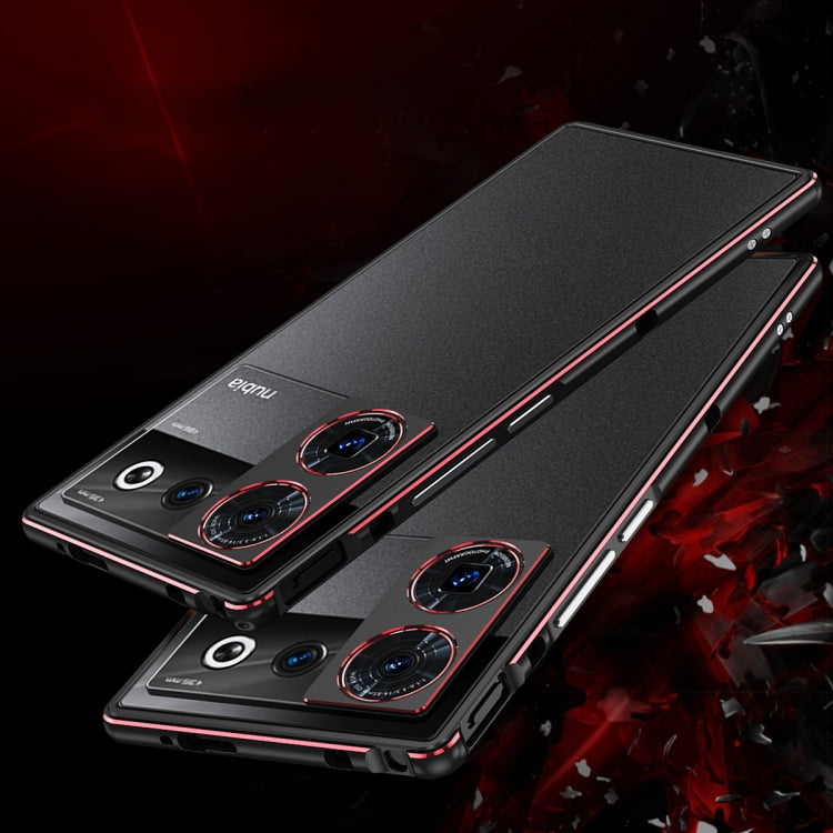 For ZTE nubia Z50 Ultra LK Aurora Metal Frame Phone Case with Lens Cover(Black Purple)