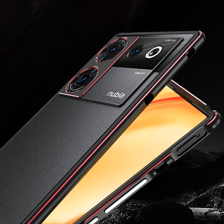 For ZTE nubia Z50 Ultra LK Aurora Metal Frame Phone Case with Lens Cover(Black Red)