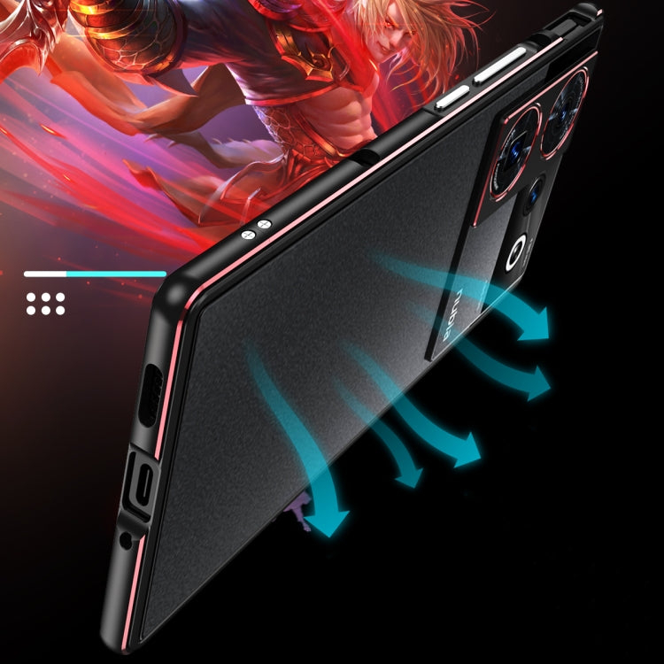 For ZTE nubia Z50 Ultra LK Aurora Metal Frame Phone Case with Lens Cover(Black Blue) - ZTE Cases by PMC TechLife | Online Shopping South Africa | PMC TechLife | Buy Now Pay Later Mobicred